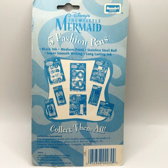 VNTG 1997 Disney’s The Little Mermaid Fashion Ink Pens Character Print RoseArt - Picture 4 of 5